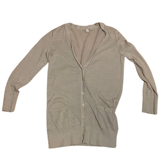 GAP Linen Blend V-Neck Long Cardigan in Clay - Picture 2 of 9